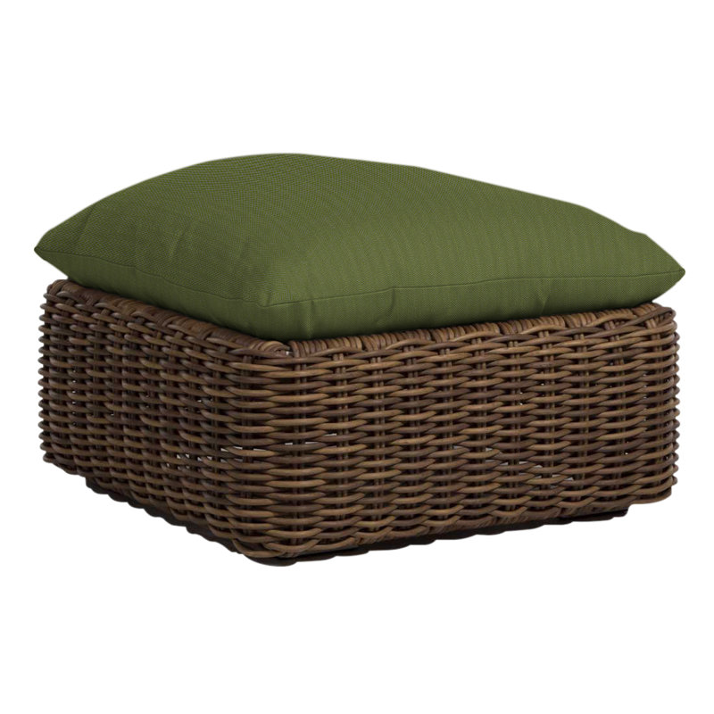 Montecito Outdoor Ottoman with Cushion, No Welt, Raffia, Rollo Cream