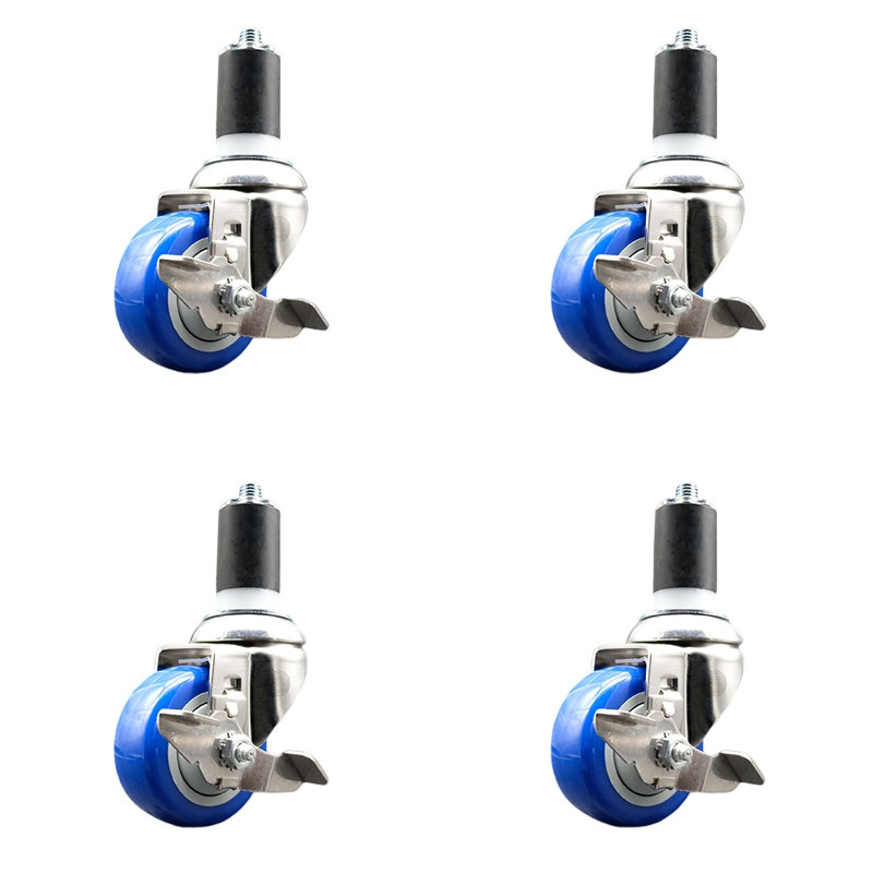 Roulettes pivotantes en poly, Bleu