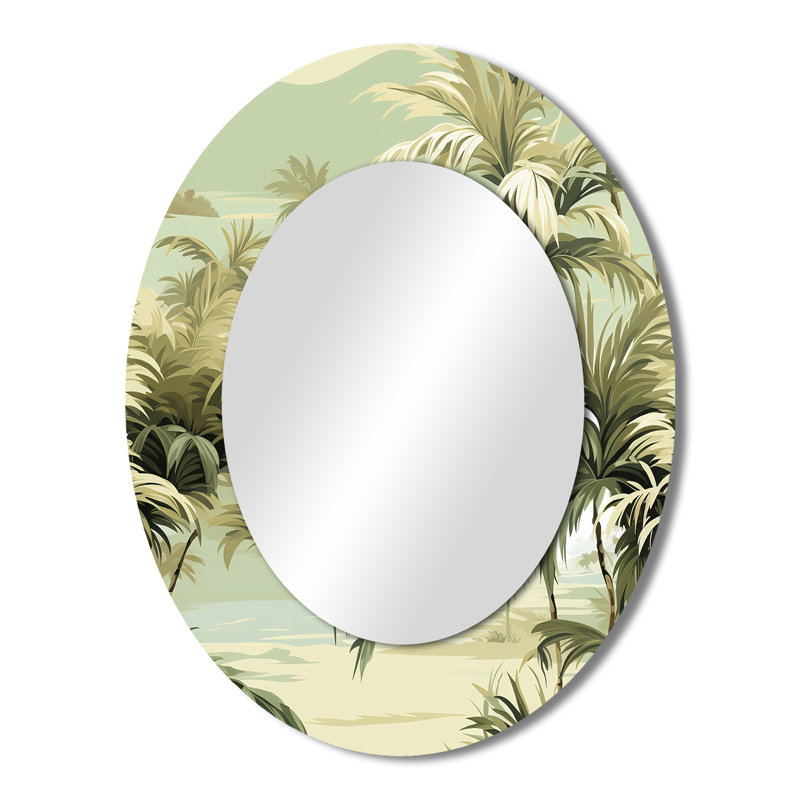 Coastal Palm Paradise Coastal Motif - Miroir mural ovale vert Coastal, H 43 po x l 33 po