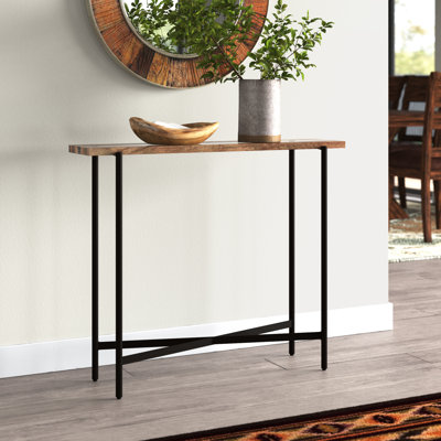 Kinden 36"W Industrial Modern Solid Wood Acrylic Console Entryway Table