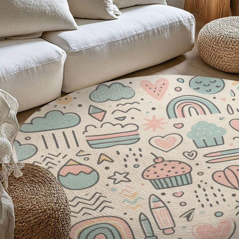 Tapis tressé Gentle Scribble, Rond 5 pi