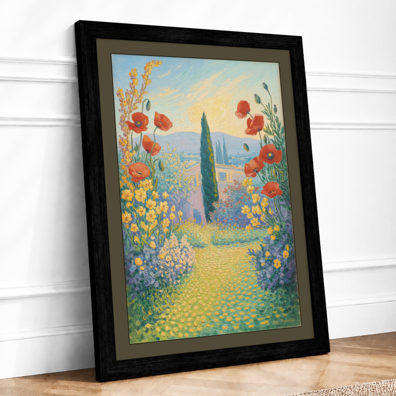 Garden Pathway Botanical - Framed Print, A3 - 42.0 x 29.7 cm, Black