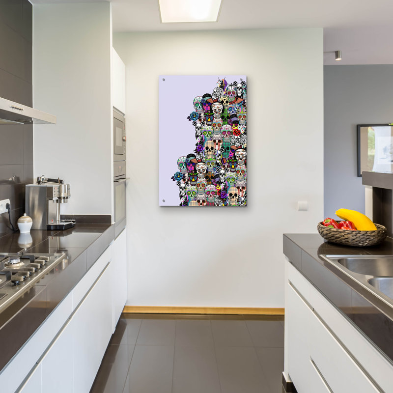 Art mural en verre Skullssss 2 'par Mark Ashkenazi, H 36 po x l 24 po x P 0,2 po