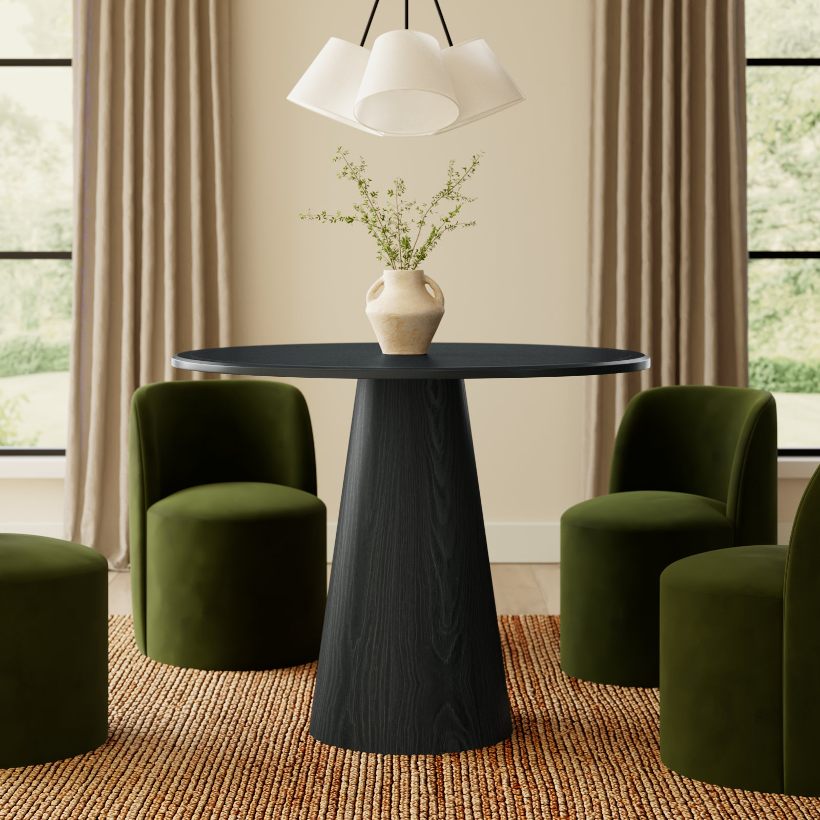 Darlington Acacia Dining Table, Black, 36" H x 45" W x 45" D