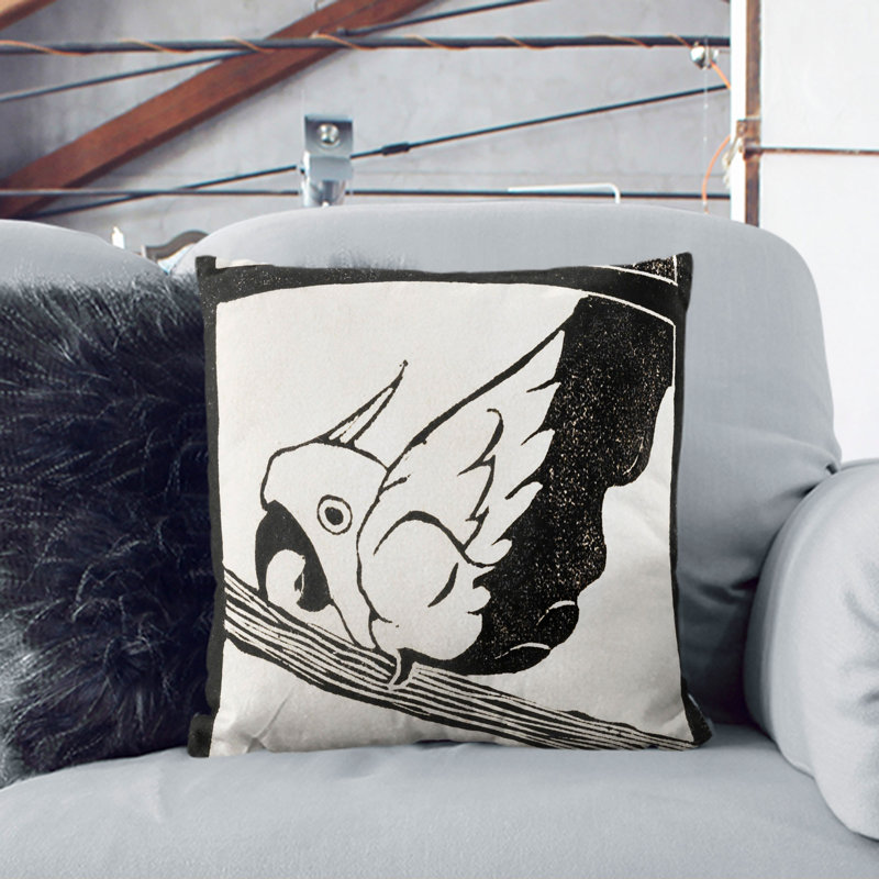 Screaming Cockatoo Scatter Cushion, 40cm H x 40cm W x 15cm D, Black