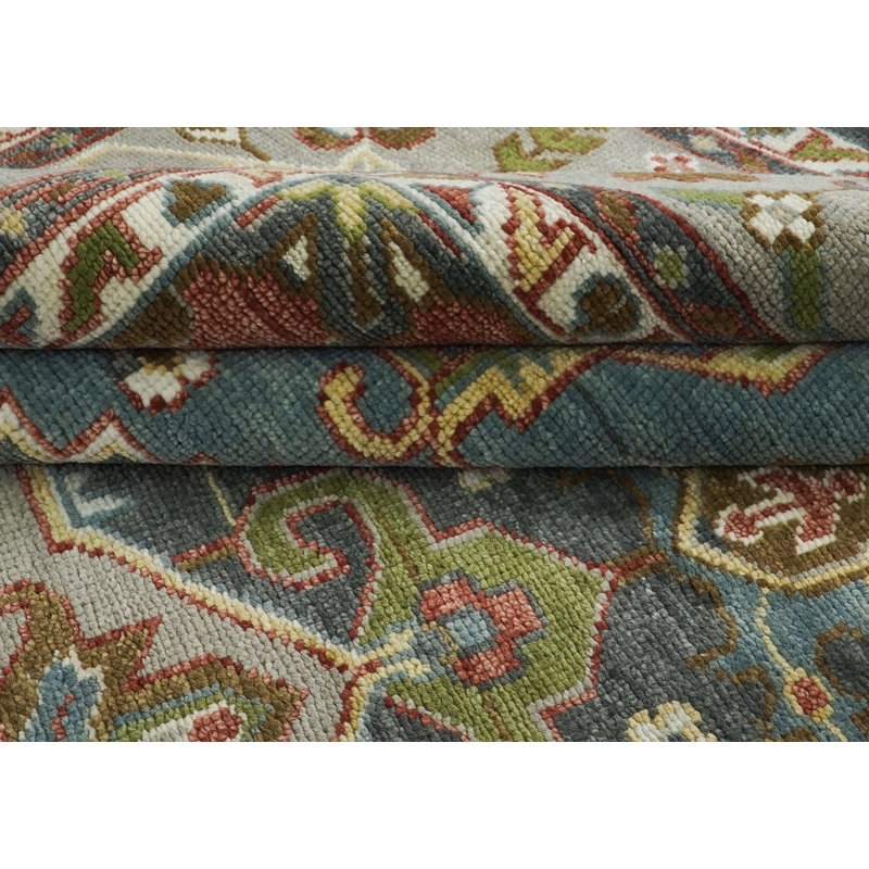 Tapis Oushak en laine noué à la main 12 pi 2 po x 15 po, Rectangle 12 pi 2 po x 15 pi