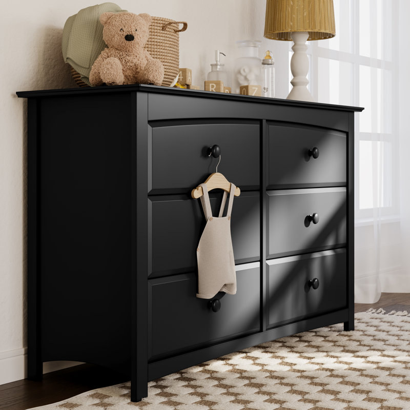 Kenton 6 Drawer Double Dresser, Black