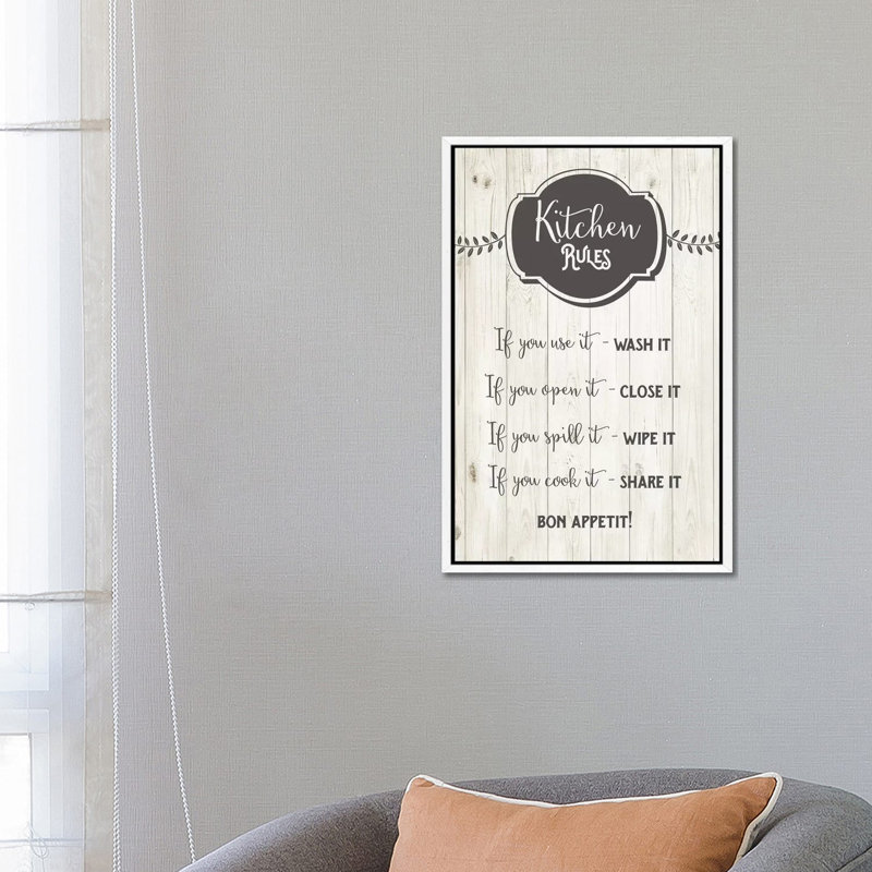 Kitchen Rules by Amanda Murray - Print on Canvas, 66.04cm H x 45.72cm W x 3.81cm D, White Framed