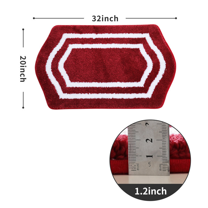 Tapis pour salle de bain Shilyn, L 20 po x L 32 po, Rouge