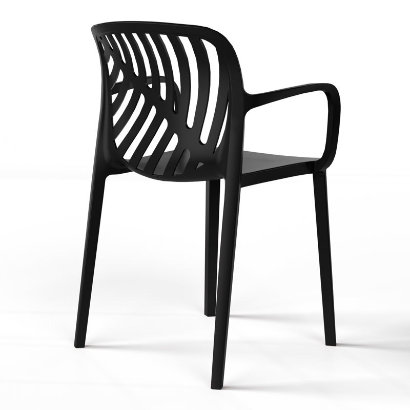 Chaise de salle à manger d'extérieur empilable (ensemble de 2), Noir