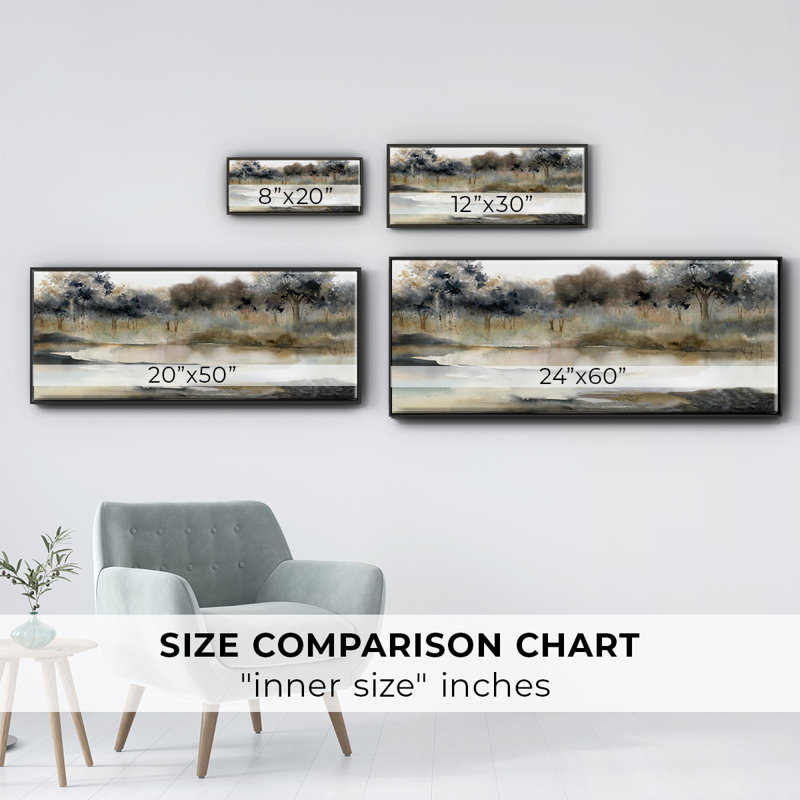 Serene River- Framed Canvas, 24" H x 60" W