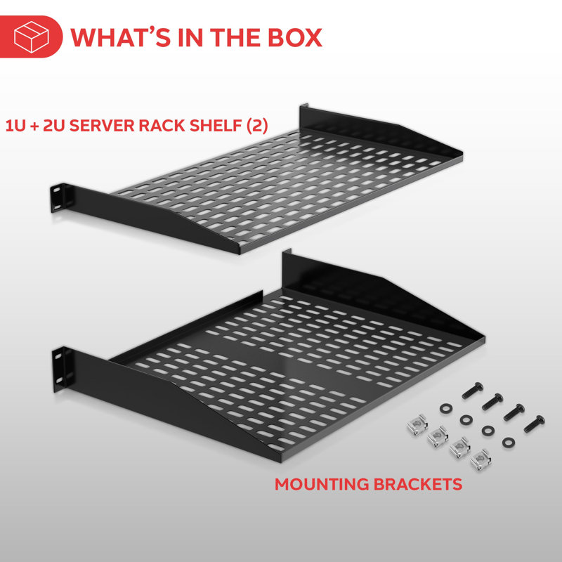  2U Server Rack Shelves - Universal Device Server Rack Mounting Tray