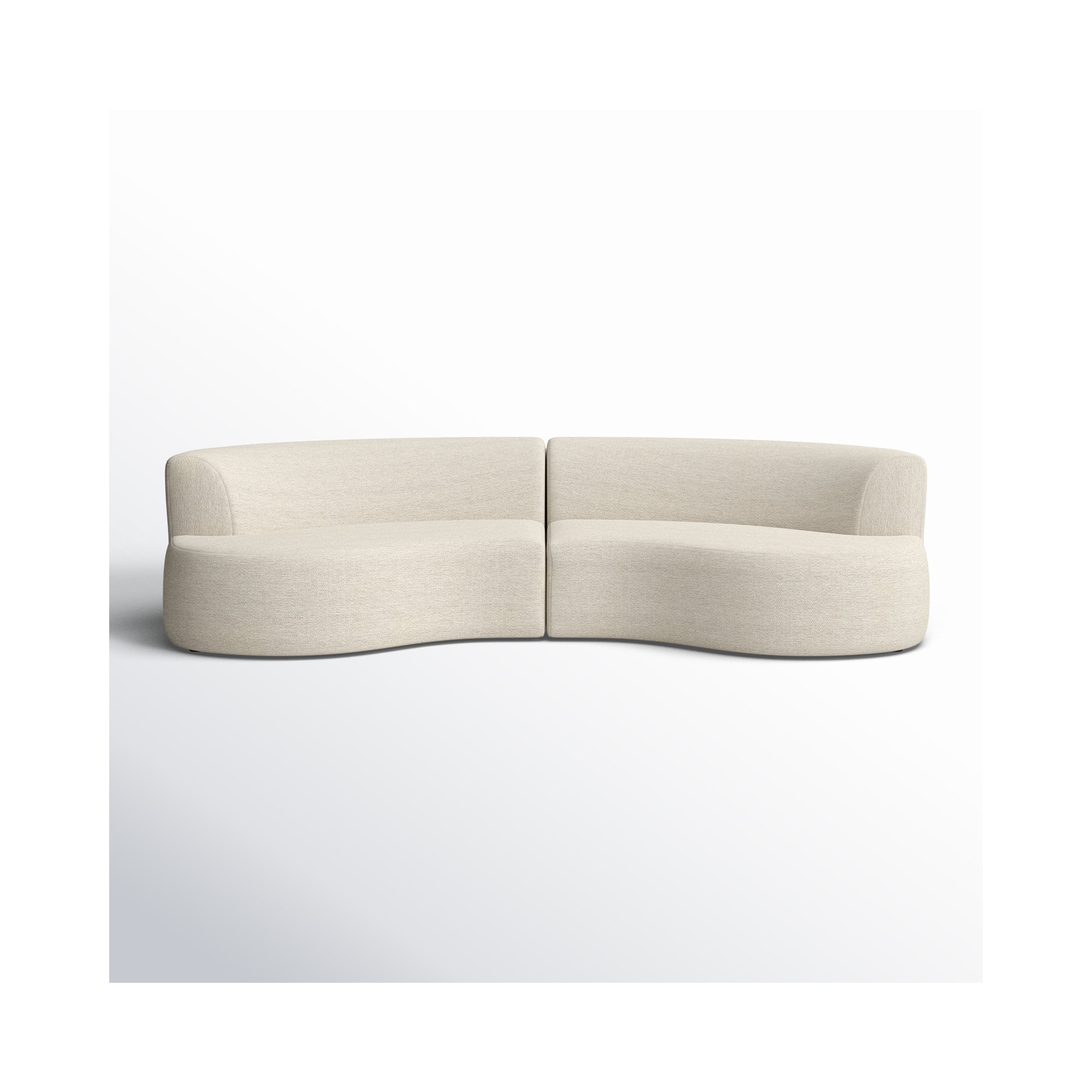 Navila 126'' Wide Outdoor Curved Patio Sectional with Cushions, Faye Sand, Symmetrical