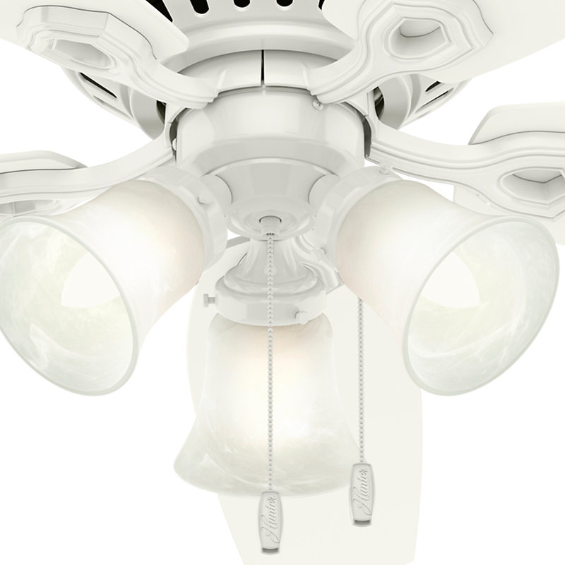 52" Snow White Low Profile Ceiling Fan with LED Chandelier Lighting