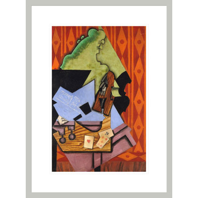 Violon et cartes à jouer sur une table par Juan Gris, impression giclée sur cadre