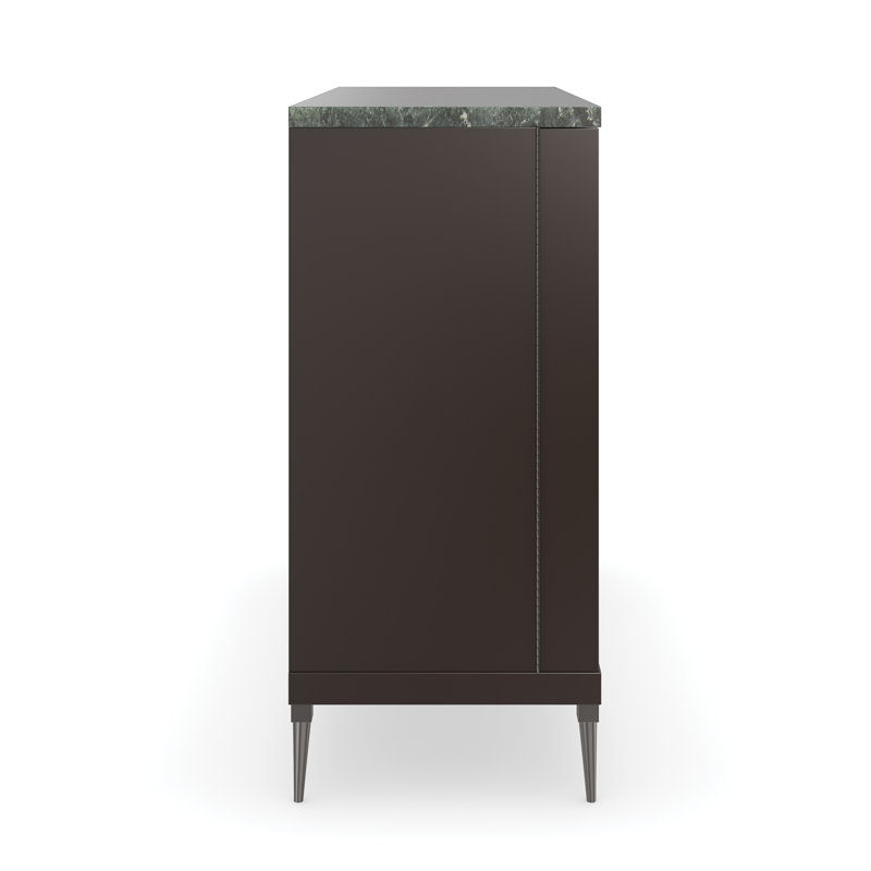 Empire Dark Chocolate and Cream Marble Accent Cabinet