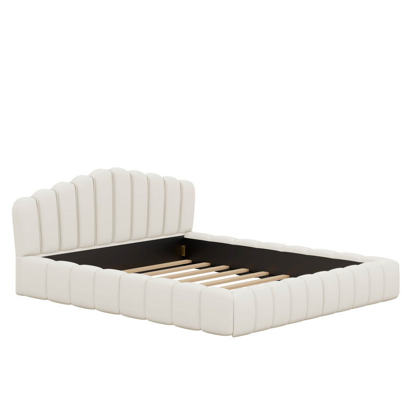 Lit de plancher en velours, Beige