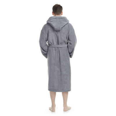 Clyda Terry Cloth Boy / Man+ Mid-Calf Bathrobe with Pockets and Hood
