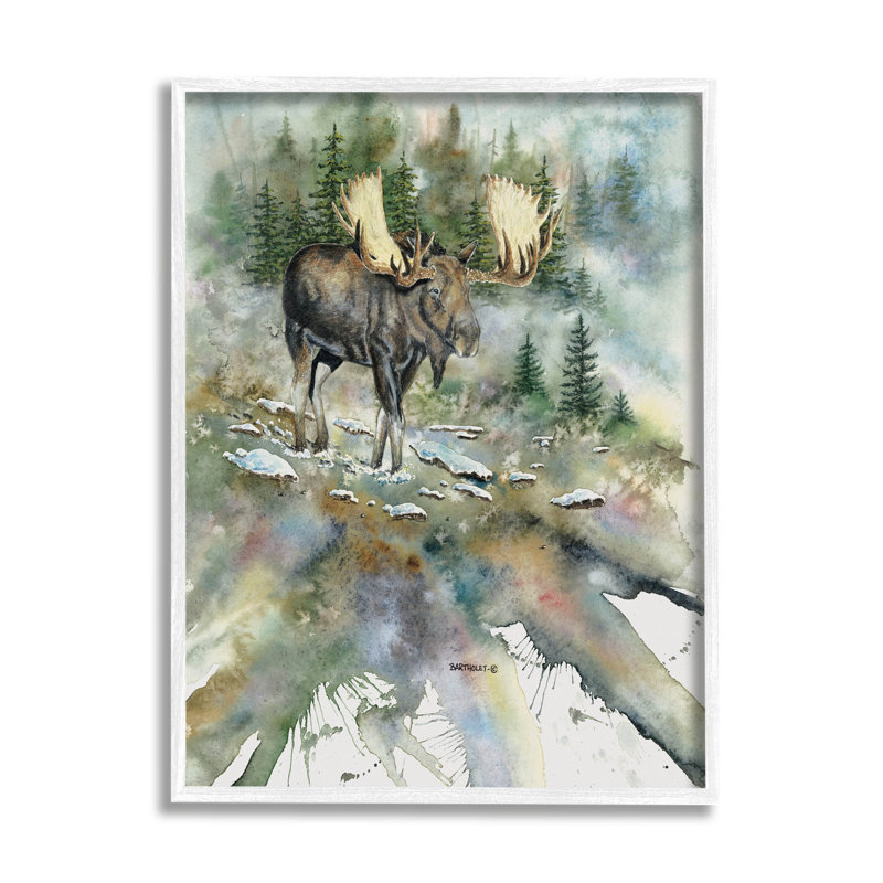 Orignal marchant sur la nature, estampe numérique par Dave Bartholet, H 20 po x l 16 po x P 1,5 po
