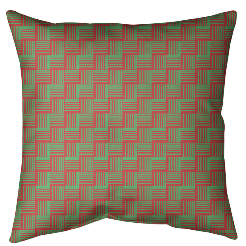 Housse de coussin à chevrons basketweave Holiday Patterns, 14 po x 14 po, Rouge / Vert