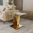 Clear Glass End Table Set Couch Side Table With Gold Geometric Base Set Of 2
