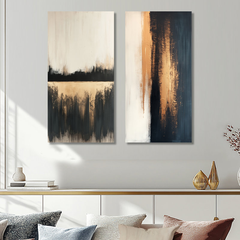 Black Modern Shapes I - Ensemble de 2 décorations murales abstraites en métal, 40" H x 40" W