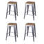Tabouret de bar 24 po en métal à assise en bois-1061833868-1061833904