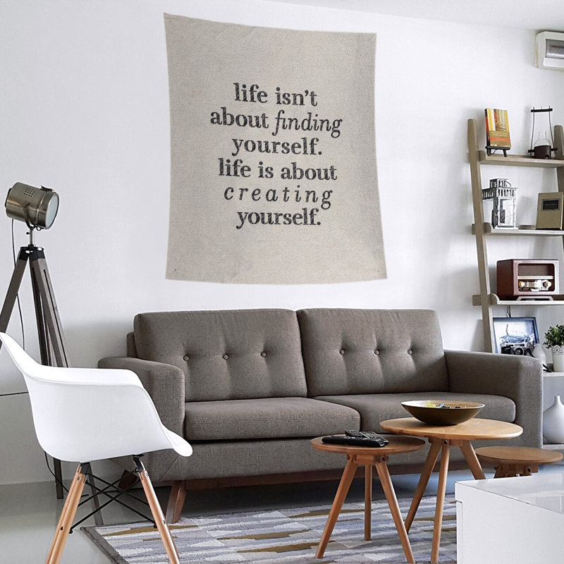 Tapisserie en polyester à créer vous-même quote, H 104 po x l 88 po, Blanc / noir