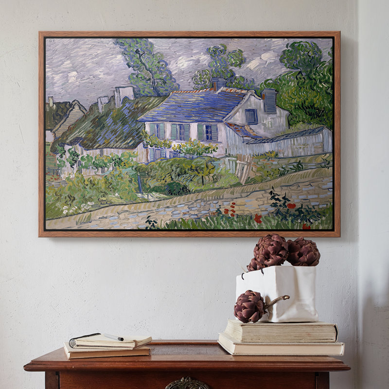 Maisons dans Auvers, 1890 - Vincent van Gogh, toile tendue avec châssis, 16 x 24, Noyer