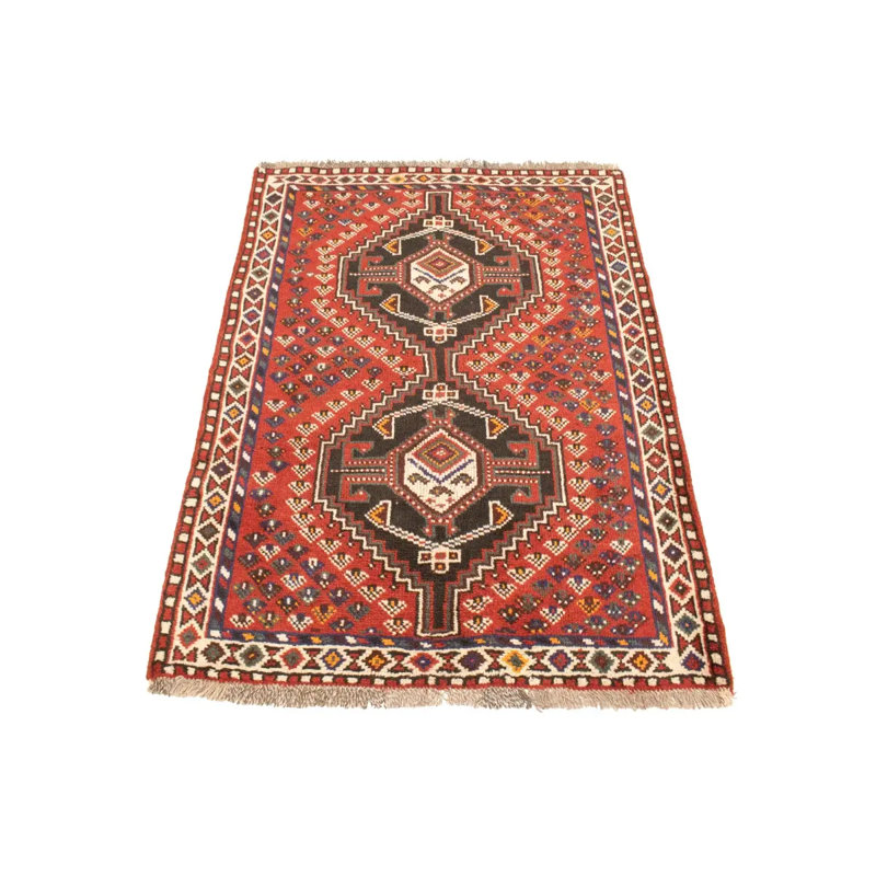 Tapis tribal rouge fait à la main à motif géométrique rouge 3 pi 6 po x 4 pi 9 pi