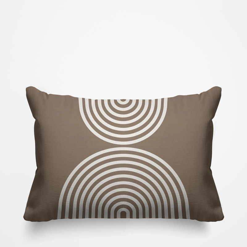 Coussin décoratif intérieur / extérieur Bini Boho Rainbow, Beige, 14 po x 20 po, Rectangulaire