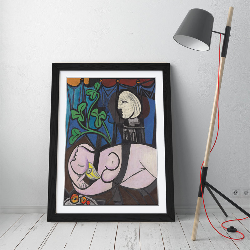 Nude Green Leaves And Bust by Pablo Picasso - Single Picture Frame Painting on Canvas, Black Framed, 89cm H x 64cm W x 2cm D
