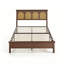 Structure de grand lit en rotin, lit plateforme en bois Boho avec tête de lit en rotin naturel et pied de lit Mid-Century, support de lattes silencieux, aucun sommier requis-2001530200-2001530202