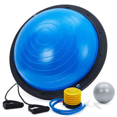23In Half Balance Ball with Non-Slip Base, 1600Lb Capacity Stability Trainer for Core Workout, Includes Resistance Bands, Pump, and Bonus Ball, for Home Gym Stability Workouts