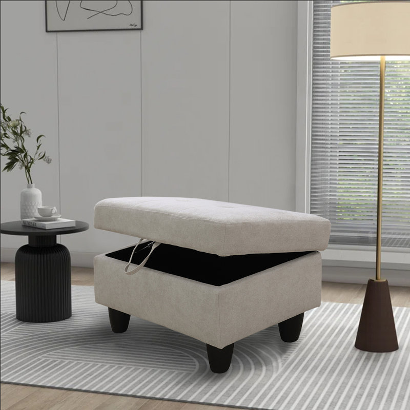Upholstered Ottoman, Gray White