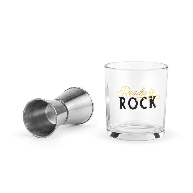 Ready To Rock Rocks Glass & Jigger Set - 8Oz