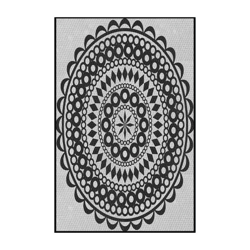 Tapis noir/beige à motifs, Rectangle 2 pi x 4 pi