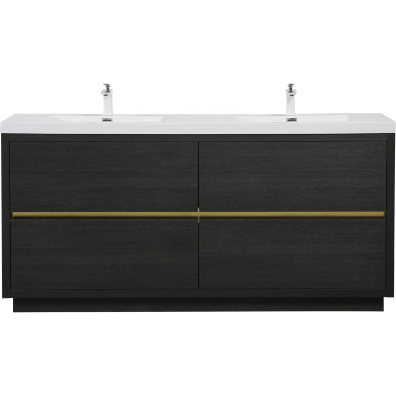 Meuble-lavabo autoportant à fermeture en douceur