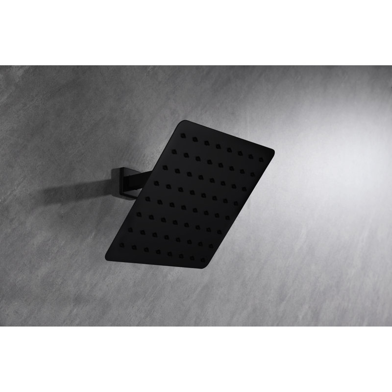 Pomme de douche en acier inoxydable 304 - Cascade ultra-mince avec buses autoportantes, noir mat, pluie domestique de base 10,01 po Hauteur du produit pour