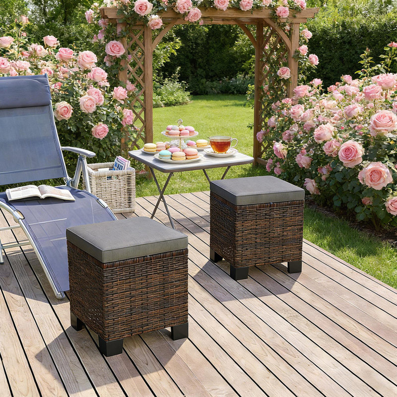 Ensemble de 2 repose-pieds en osier pour repose-pieds, Gris