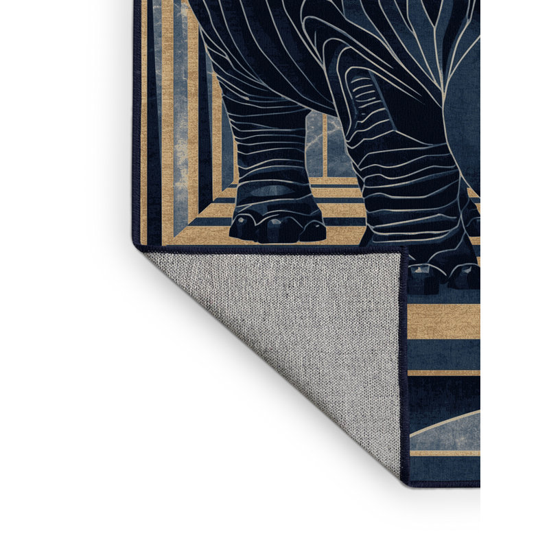 Tapis art déco lavable à la machine Pavli Hippopotamus, 7 x 10