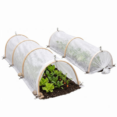 Thick Frost‑Protection Plant Cover Blanket 10ft×33ft/49.5ft, Non‑Woven Fabric Freeze Cloth with Stakes, Clips & Hooks, Winter Cold‑Proof Vegetable Seedling Protection Kit, White