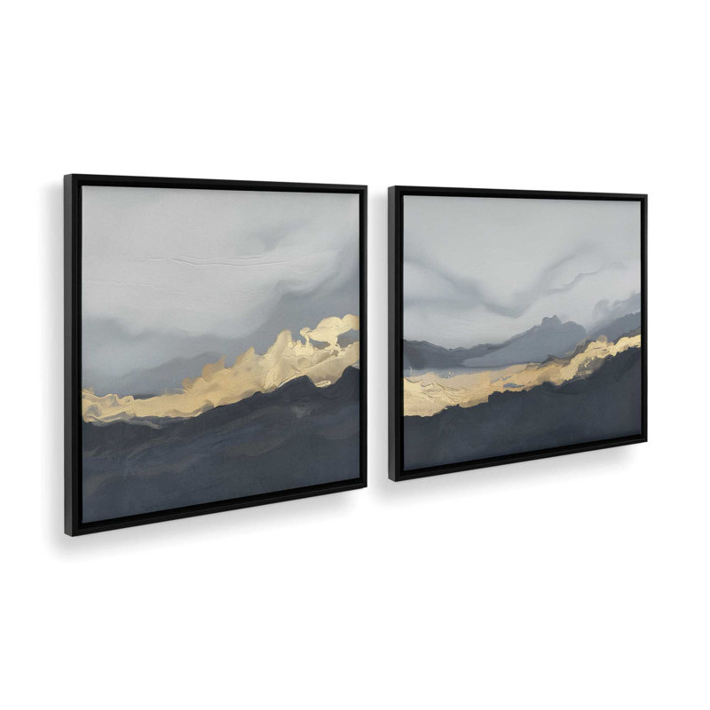Nimbus Drama, ensemble de 2 toiles encadrées, Cadre américain en érable flottant, H 12,75 po x l 25,5 po x P 1,75 po
