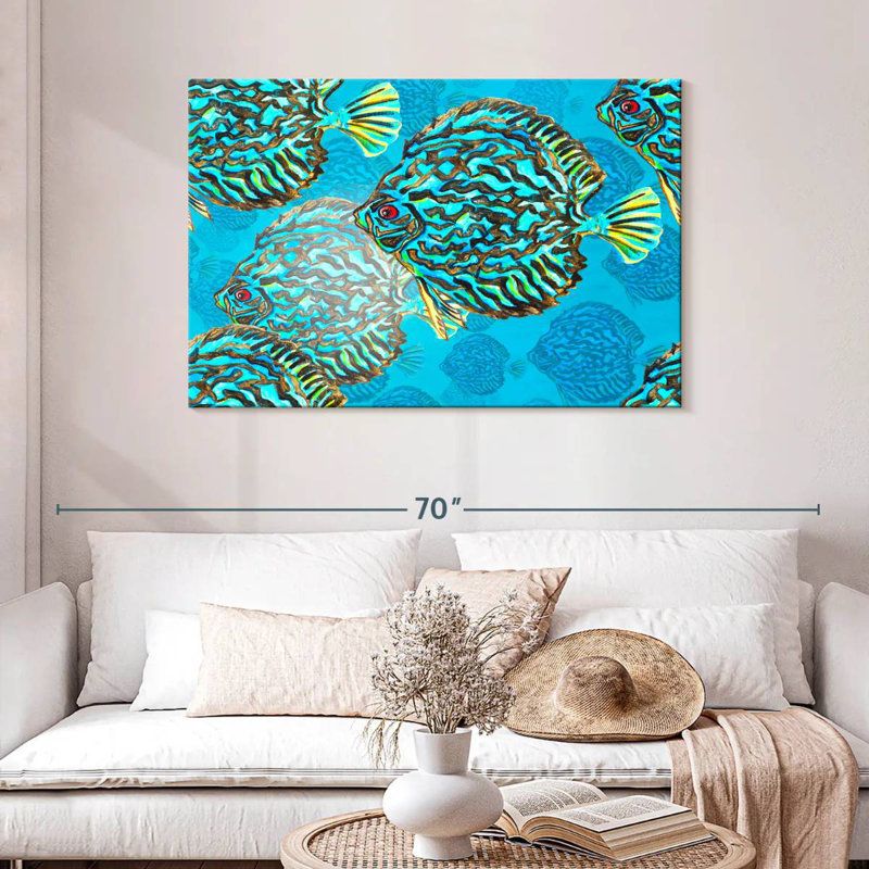 Poisson discus turquoise, H 30 po x l 45 po