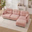 Canapé modulaire en L modulaire avec repose-pieds, tissu en chenille de qualité supérieure, conception plissée matelassée, conception ergonomique facile à installer, convient aux chambres à coucher, aux coins lecture des salons, rose-828839638-828839639