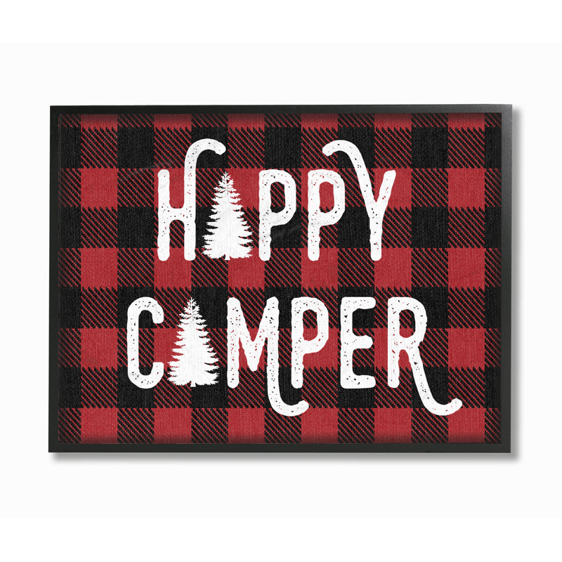 Art mural noir joyeux campeur, Giclée encadrée noir minuit, H 11 po x l 14 po