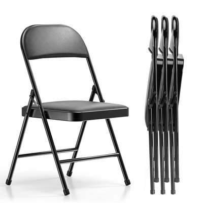Folding Chair 4 Pack, Leather Padded Folding Chairs, Sturdy Metal Foldable Chairs, Easy To Use And Store, Outdoor And Indoor, For Home, Office, Party, Comfy