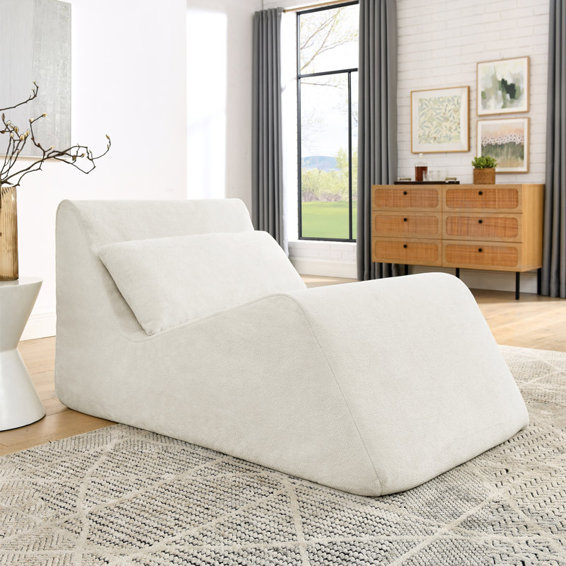 Chaise longue en chenille moderne sans assemblage, Chenille beige