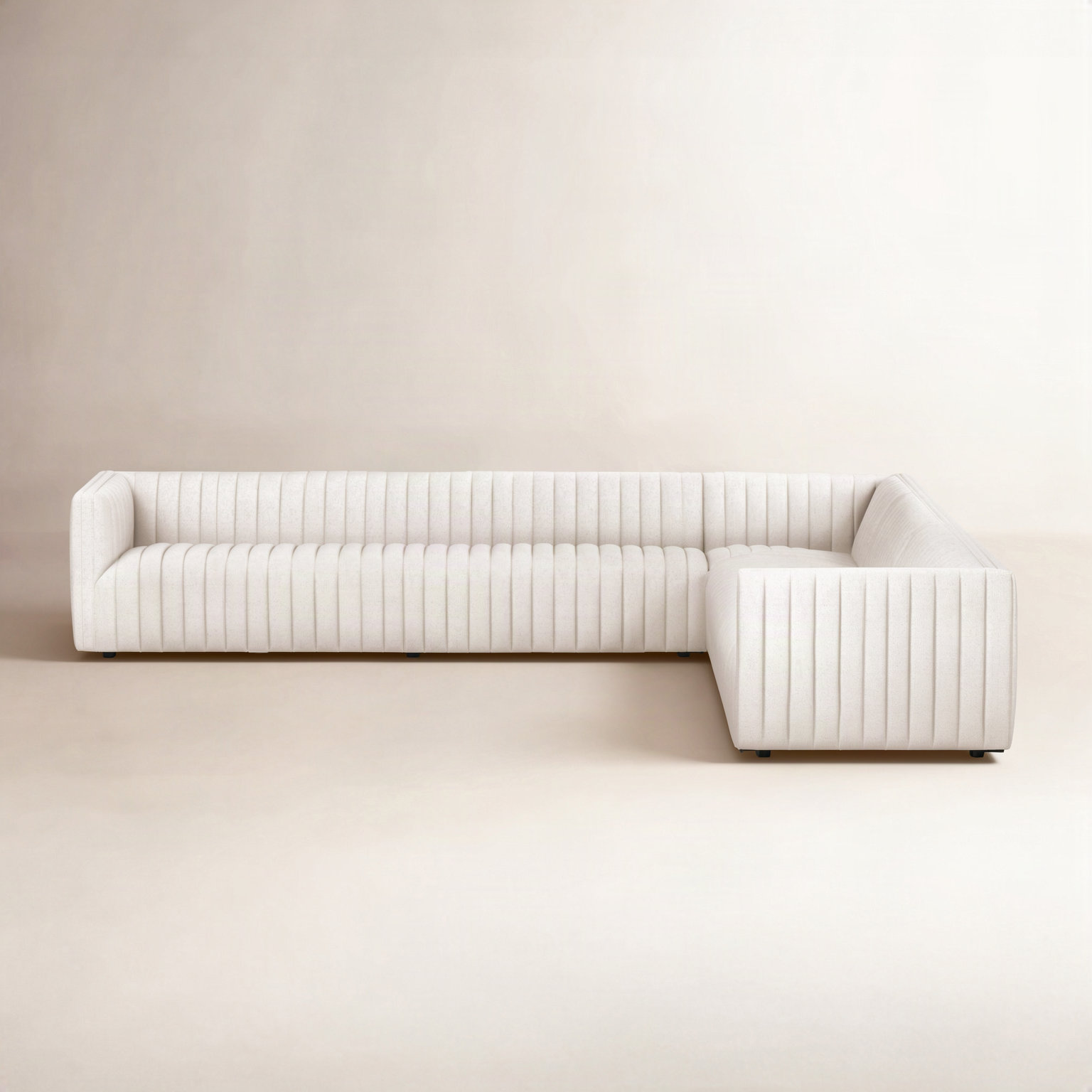 Brandt Modular Upholstered L-Sectional, Natural Rayon Velvet