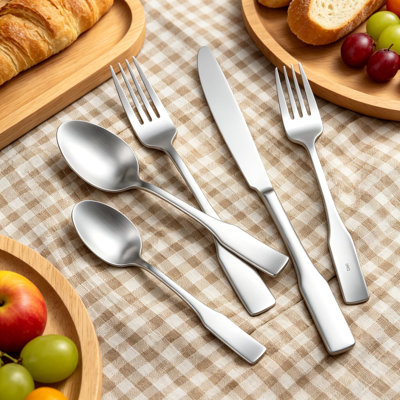 Ensemble de couverts 30 pièces en acier inoxydable Kate, service pour 6 personnes, ensemble de couverts poli miroir, ensemble d'argenterie lavable au lave-vaisselle avec couteau de table, fourchette, fourchette à salade, cuillère à dîner et cuillère à café